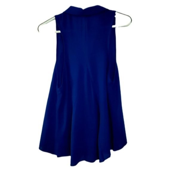 NWOT- Sleeveless collar button down flowy top- Marine Blue- S - Picture 8 of 12